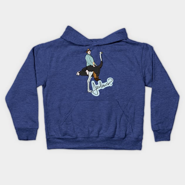 Jealous? Man on Ostrich Kids Hoodie by Sparkleweather